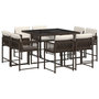 Voir la diapositive 2 : VIDAXL Ensemble a manger de jardin et coussins 9 pcs marron poly rotin