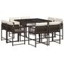 Voir la diapositive 2 : VIDAXL Ensemble a manger de jardin et coussins 9 pcs marron poly rotin