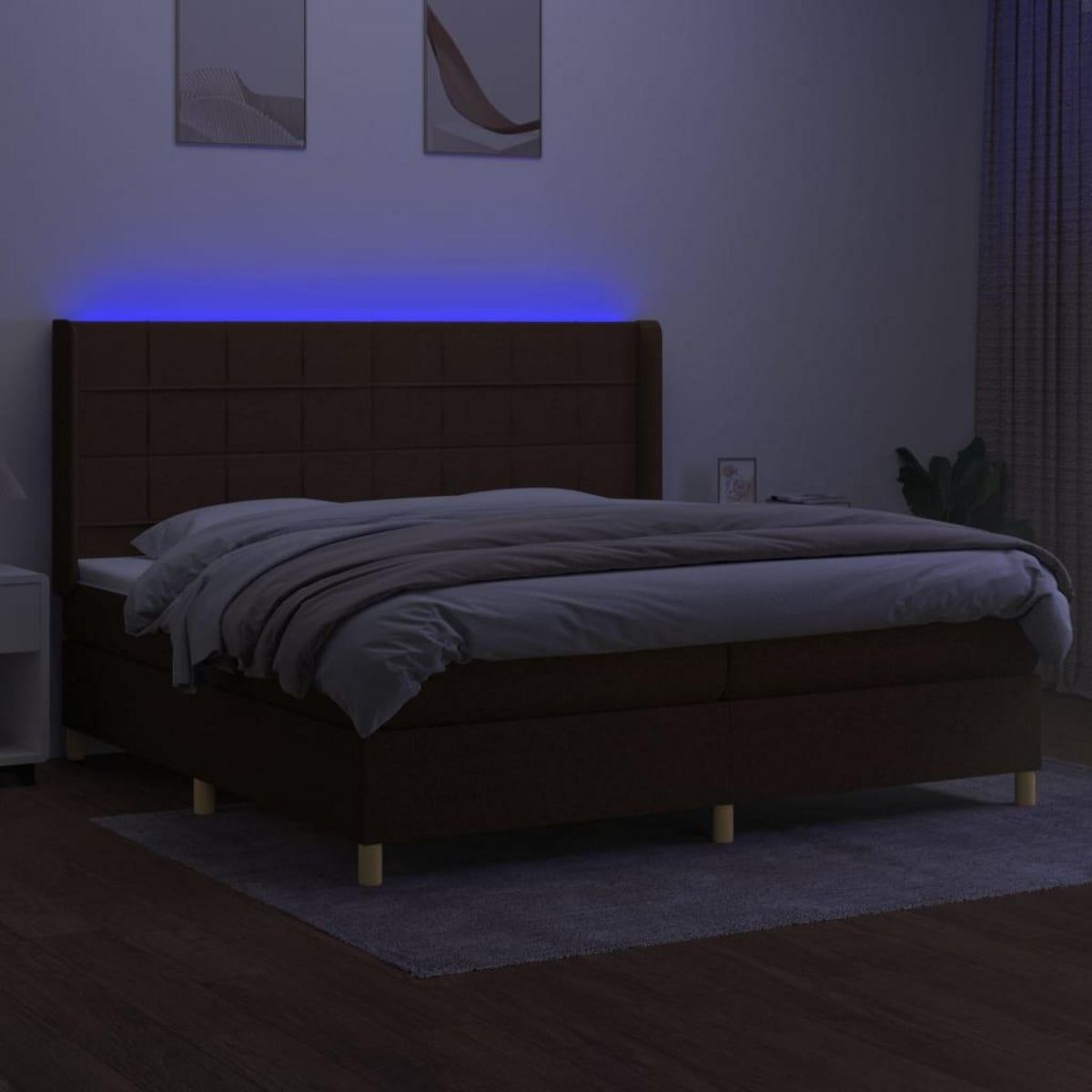 VIDAXL Sommier a lattes de lit matelas et LED Marron fonce 200x200 cm