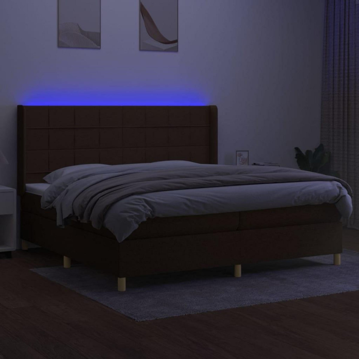 VIDAXL Sommier a lattes de lit matelas et LED Marron fonce 200x200 cm