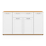 Voir la diapositive 3 : ID MARKET Buffet 140 cm VITO 4 portes et 1 tiroir blanc et bois
