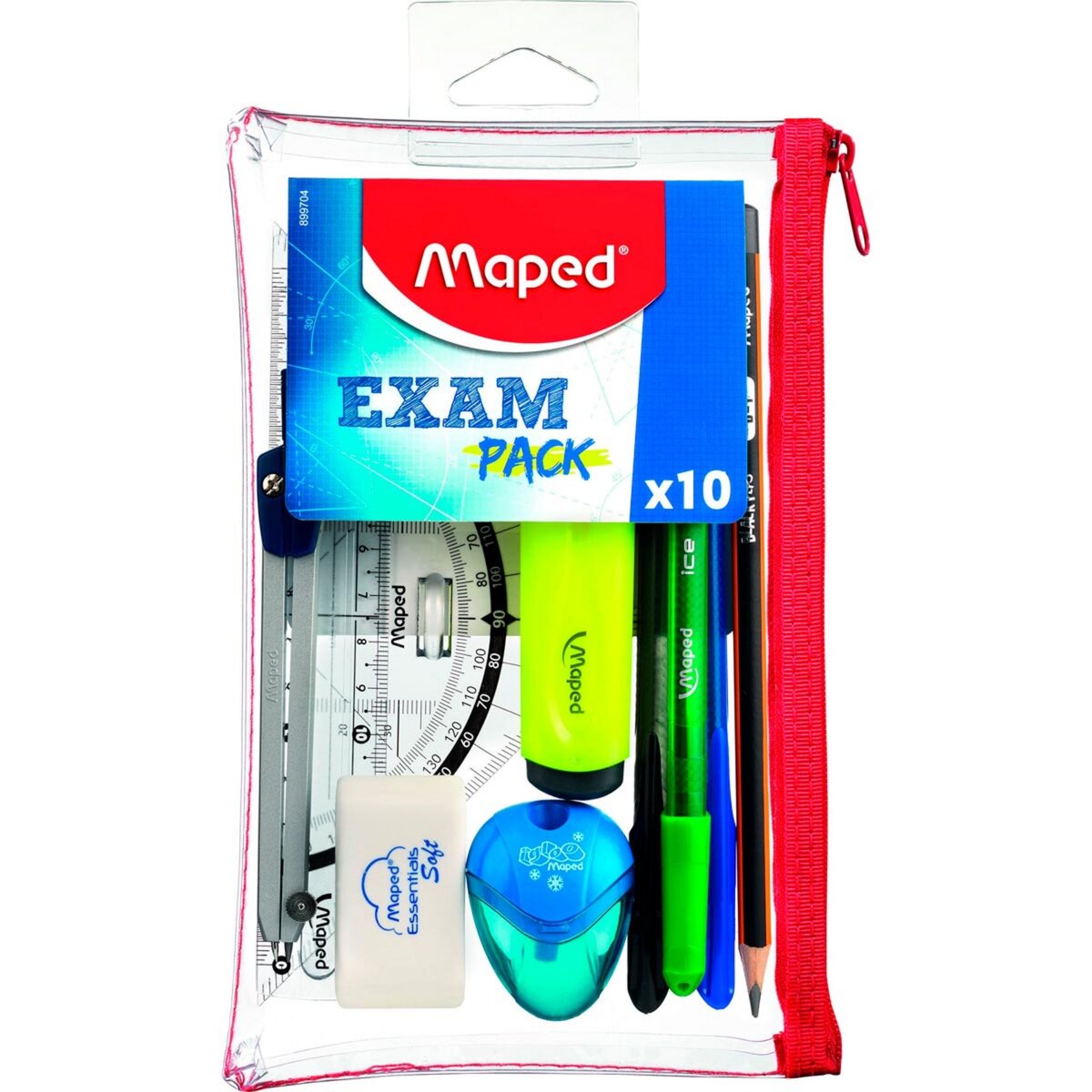 MAPED  Kit 10 pièces Exam Pack + trousse transparente