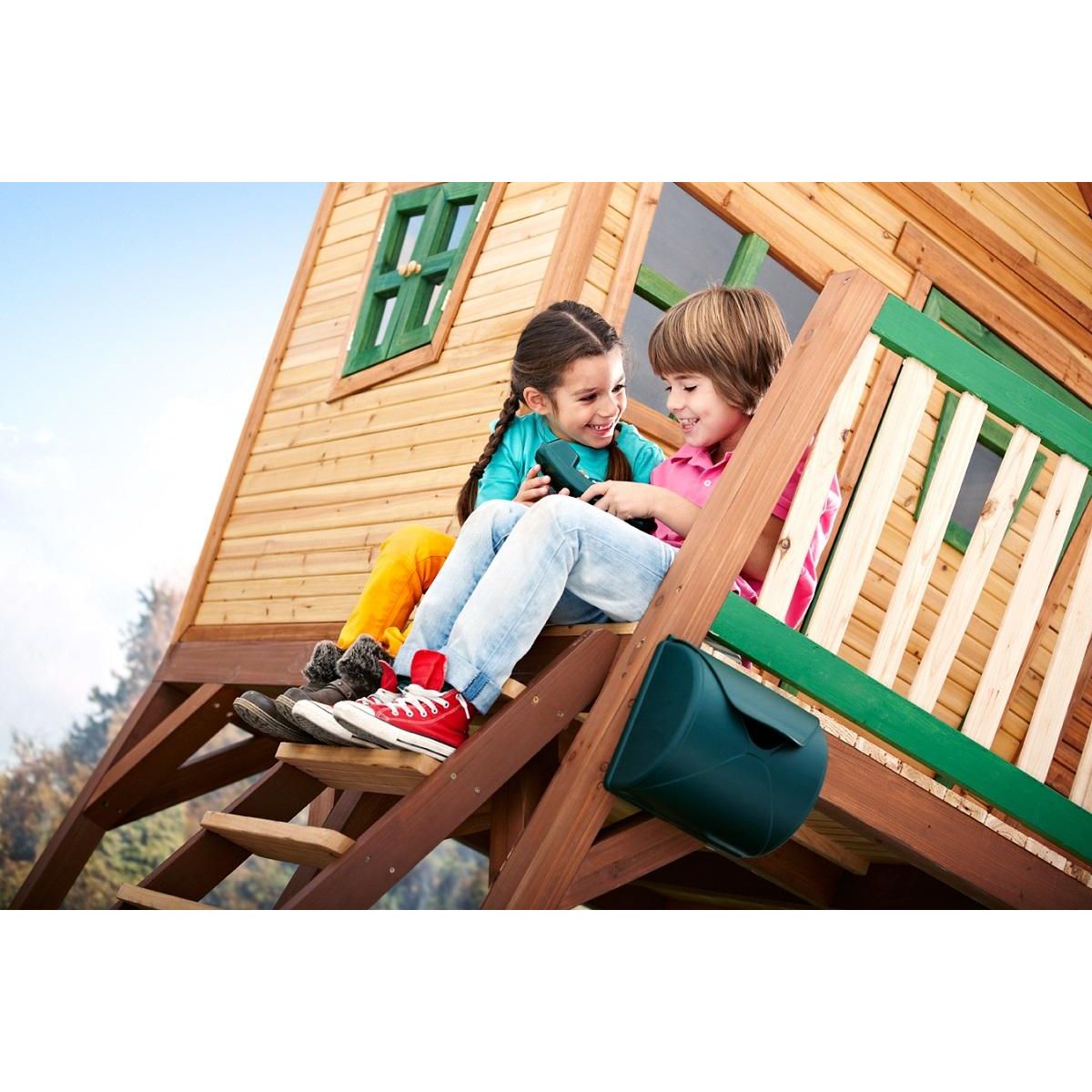 PRAGMA Aire de jeux avec toboggan et bac à sable-Bois- 2,88m