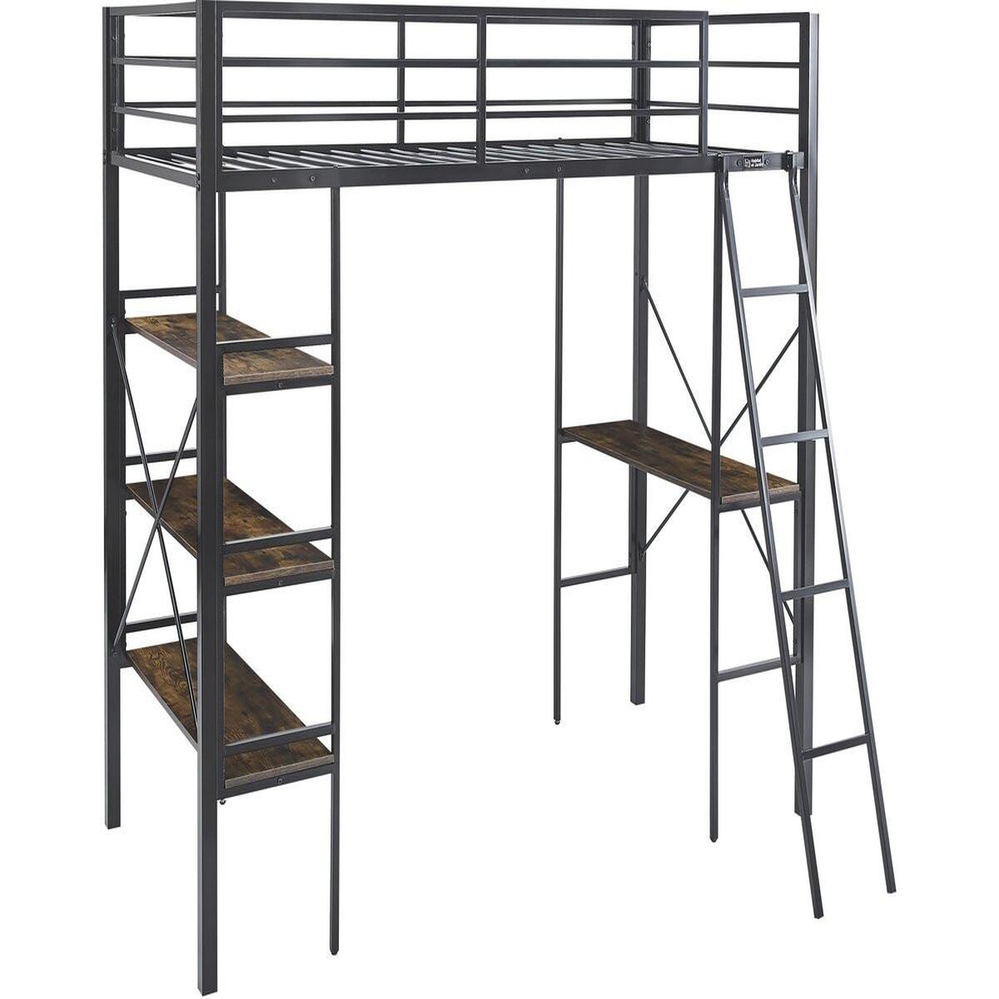 Habitat et Jardin Lit mezzanine avec bureau en métal  raphaël  - 190 x 90 cm - noir