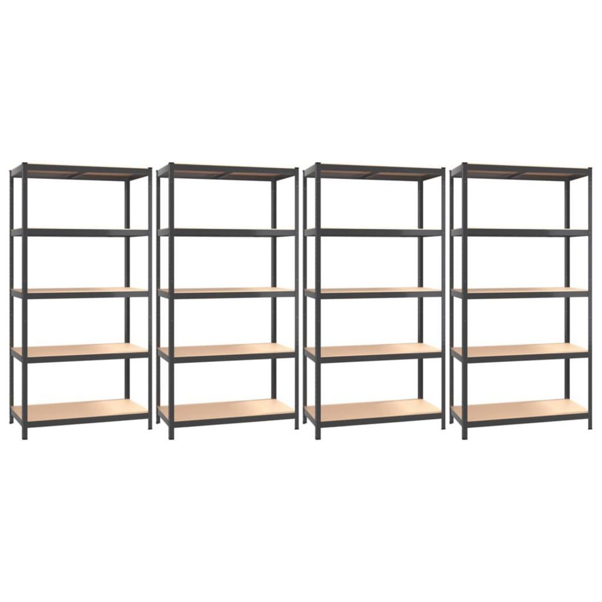 VIDAXL Etageres a 5 niveaux 4pcs Anthracite Acier et bois d'ingenierie