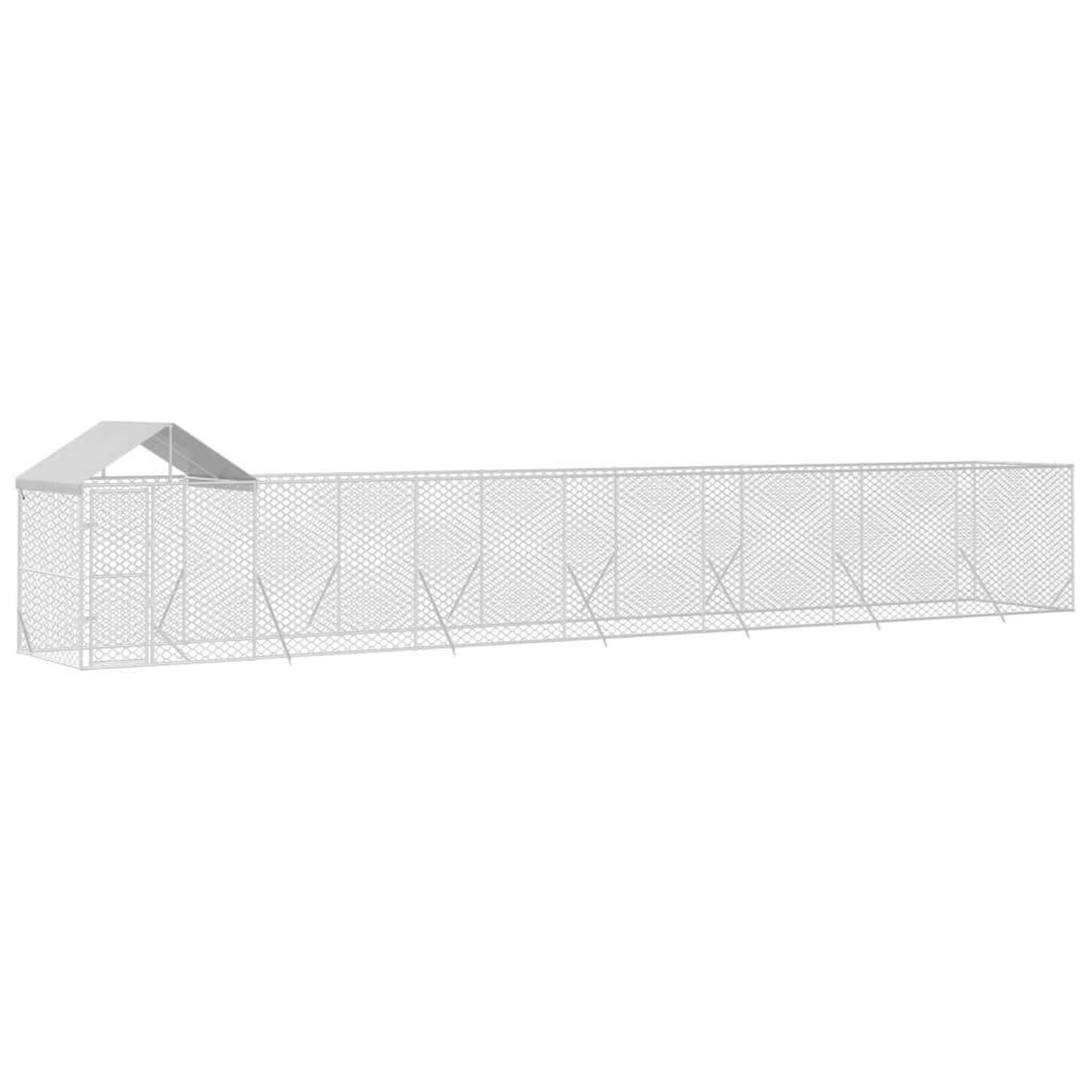 Voir la diapositive 3 : VIDAXL Chenil d'exterieur pour chiens avec toit argente 14x2x2,5 m