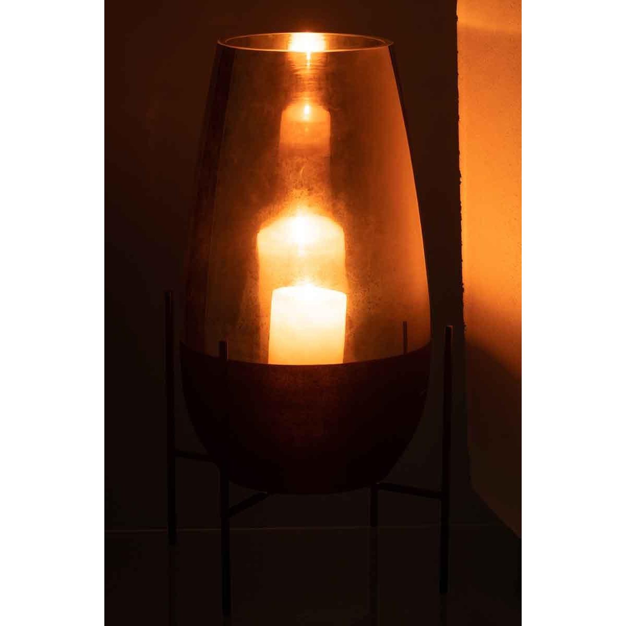Voir la diapositive 3 : J-LINE Vase en verre design  milan  48cm or & noir