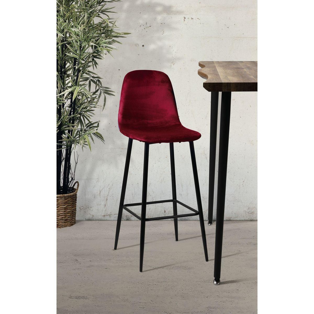 DIVERS Tabouret de bar en velours vintage Inoui