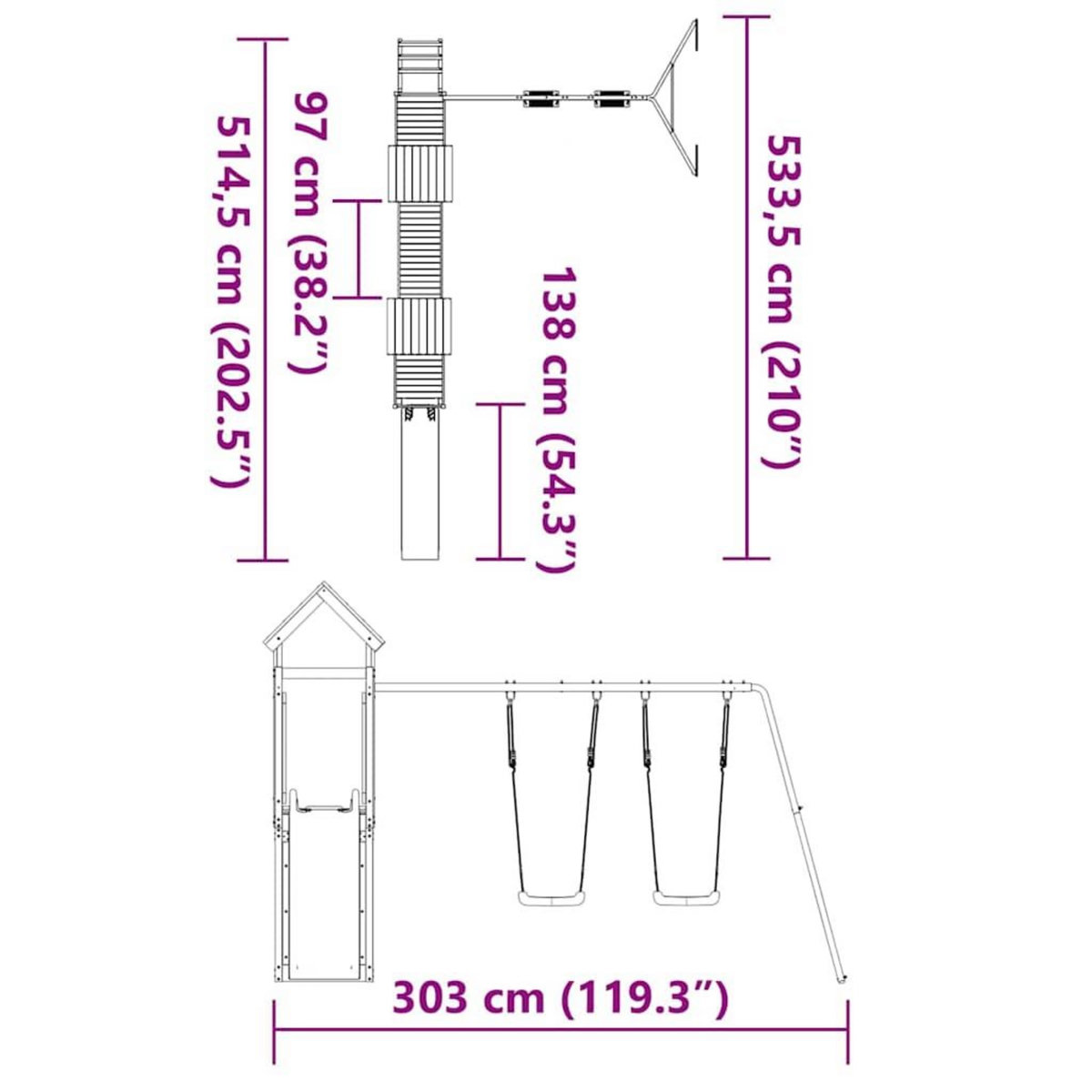 VIDAXL Aire de jeux d'exterieur bois massif de douglas