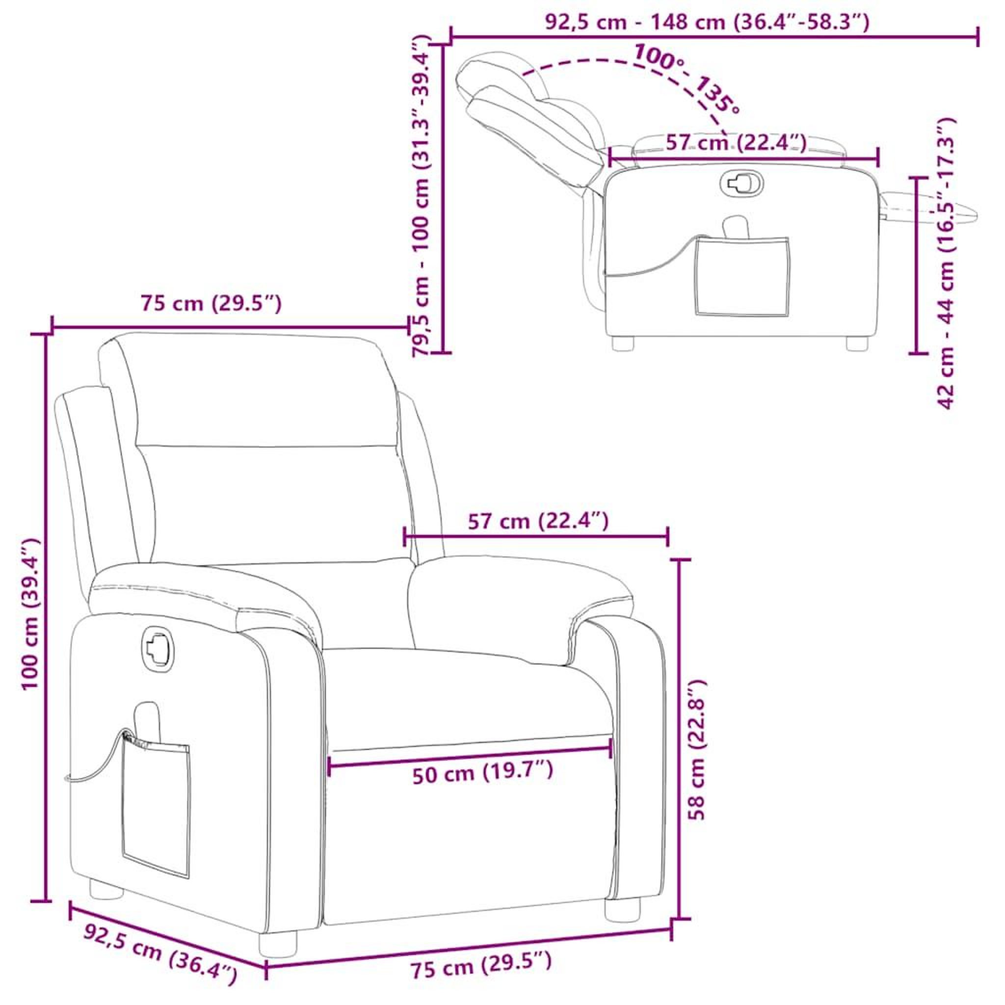 Voir la diapositive 6 : VIDAXL Fauteuil de massage inclinable Noir Similicuir