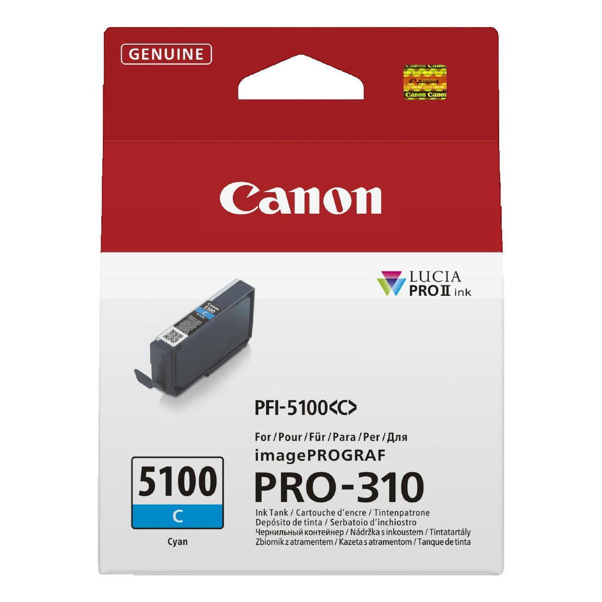 Voir la diapositive 2 : Canon Cartouche d'encre Canon PFI-5100 C cyan