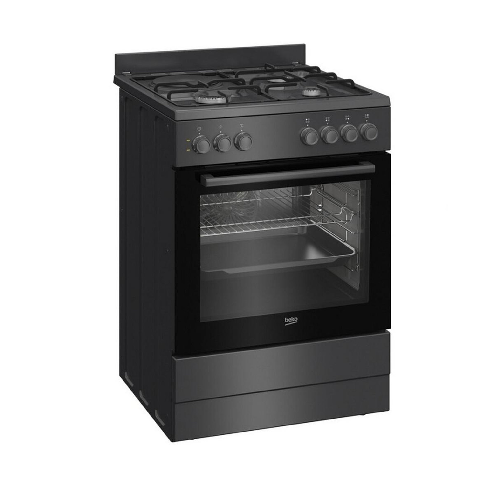 Voir la diapositive 3 : Beko Cuisinière mixte 72l 4 feux anthracite - fbm63130act