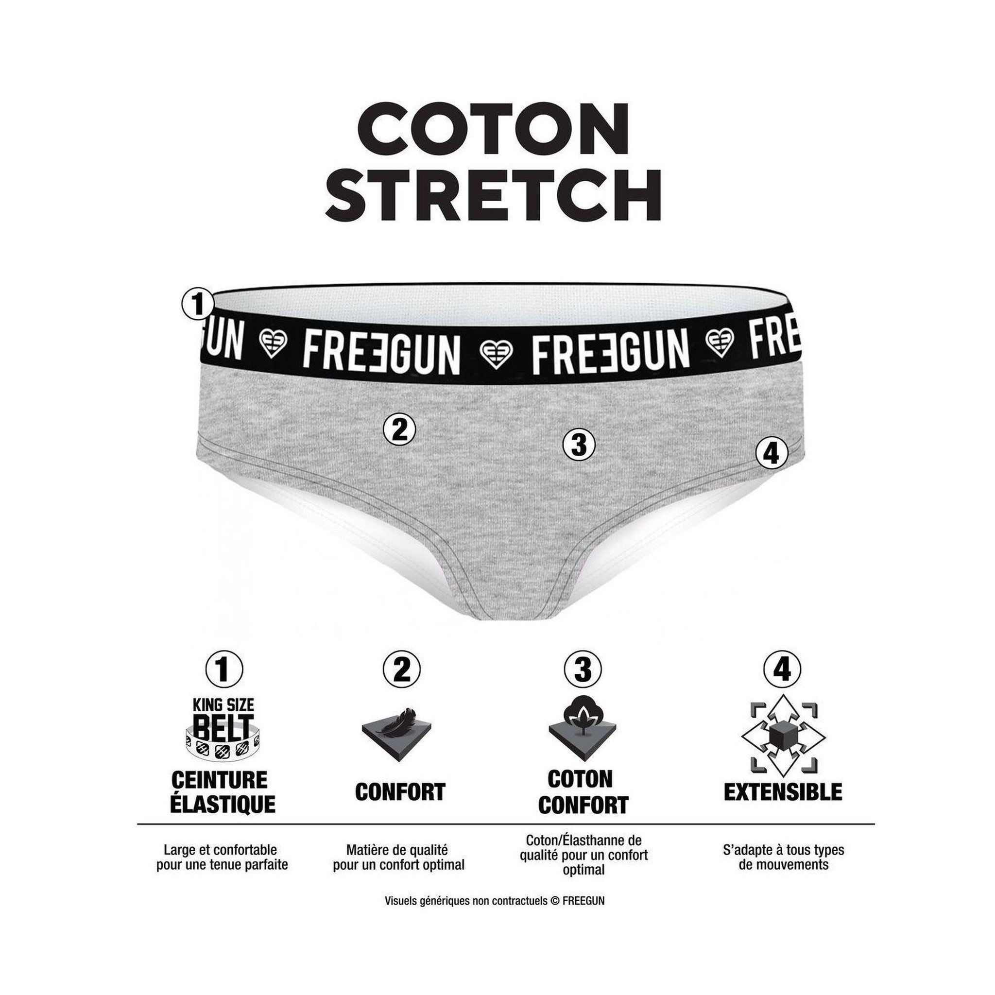 Voir la diapositive 2 : FREEGUN Lot  3 culottes fille en coton uni et ceinture imprimée