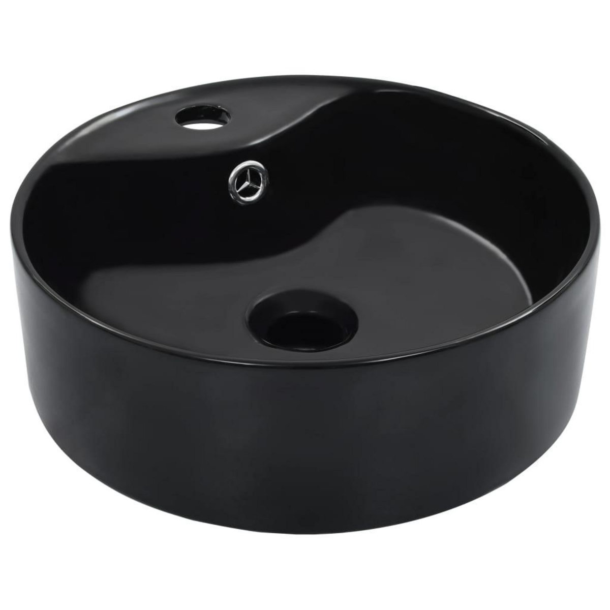VIDAXL Lavabo avec trop-plein 36x13 cm Ceramique Noir
