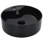 VIDAXL Lavabo avec trop-plein 36x13 cm Ceramique Noir