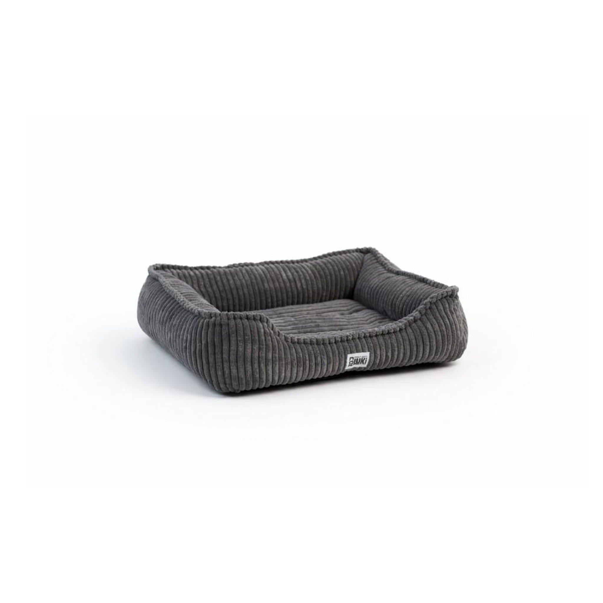 MON AMI LUKI Panier rectangulaire antiderapant velours cotelee couleur gris pour chien. Coloris disponibles : Gris