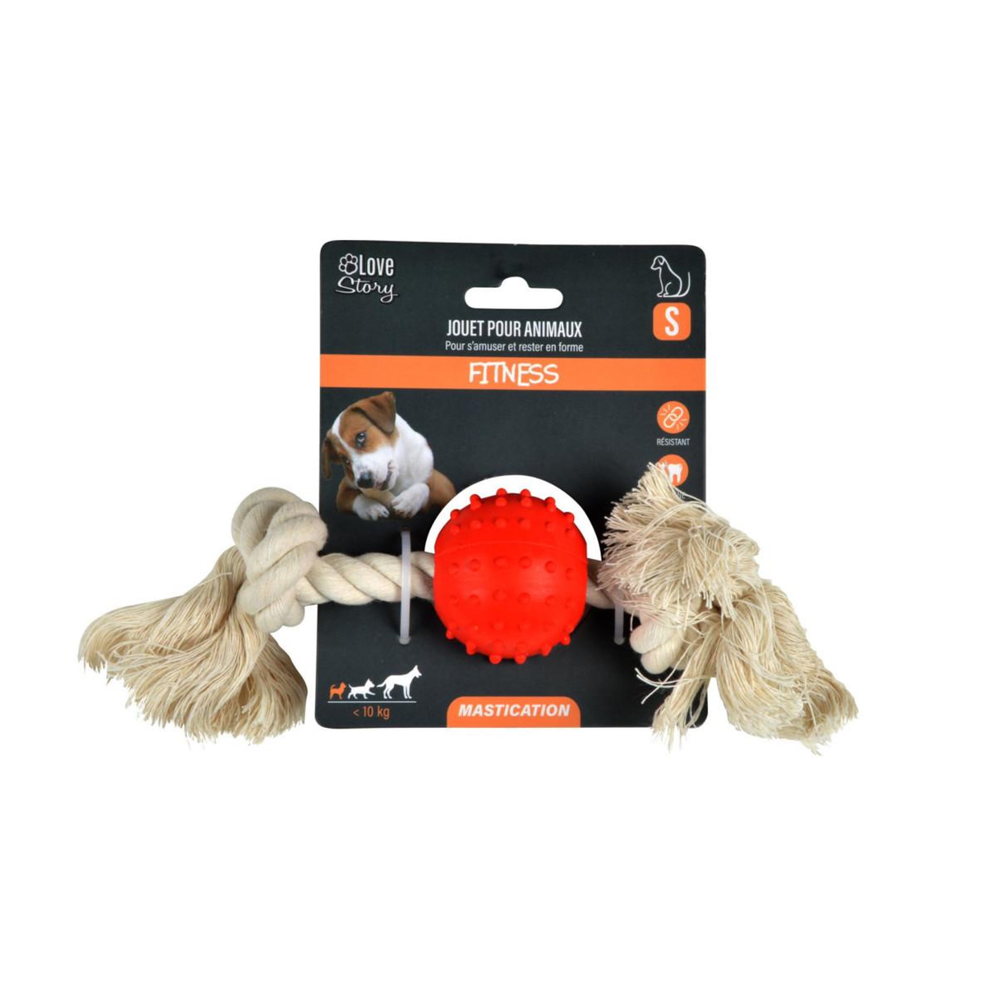 Voir la diapositive 2 : LOVE STORY Jouet pour chien  corde & balle  25cm naturel