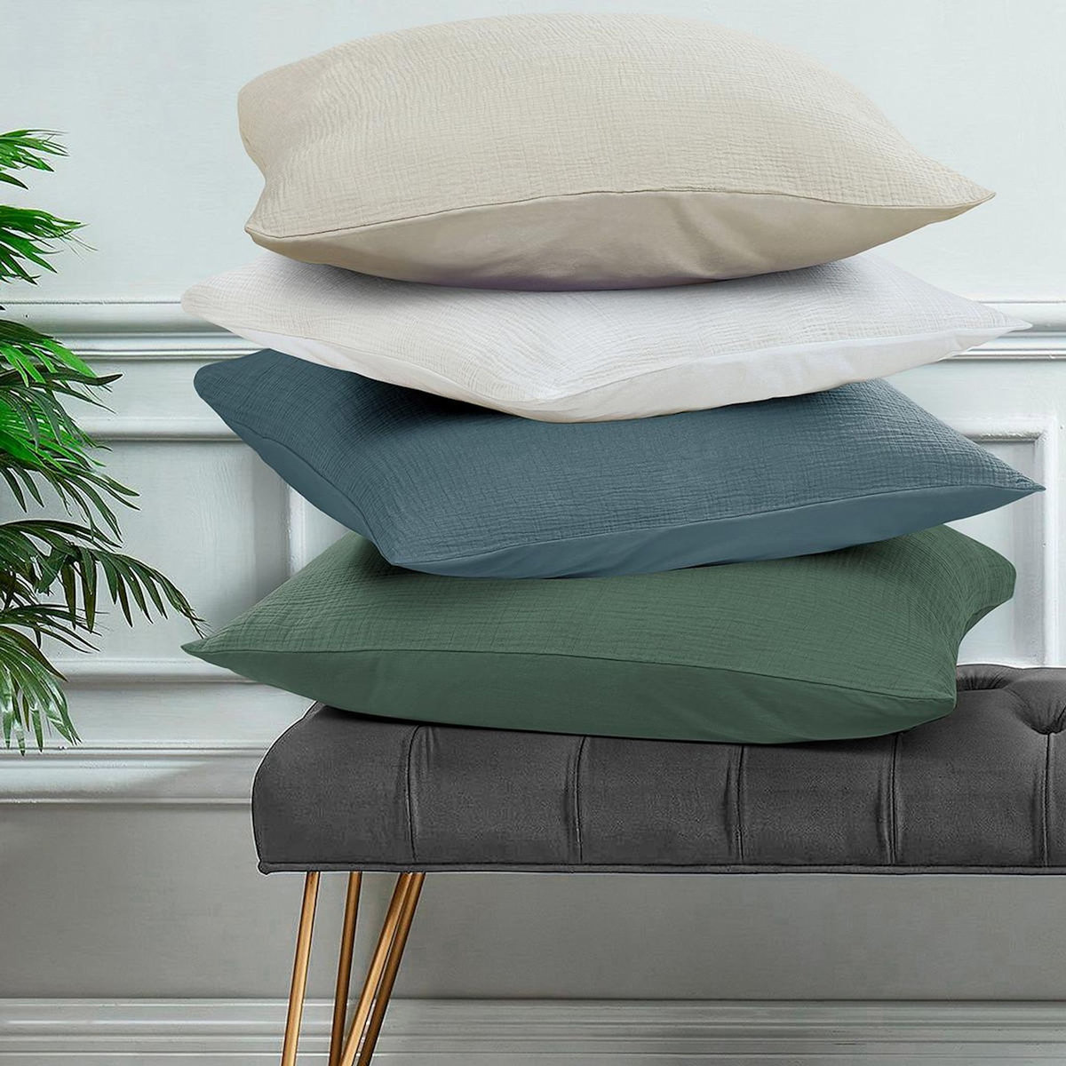 FUTURE HOME Parure de lit simple en gaze de coton