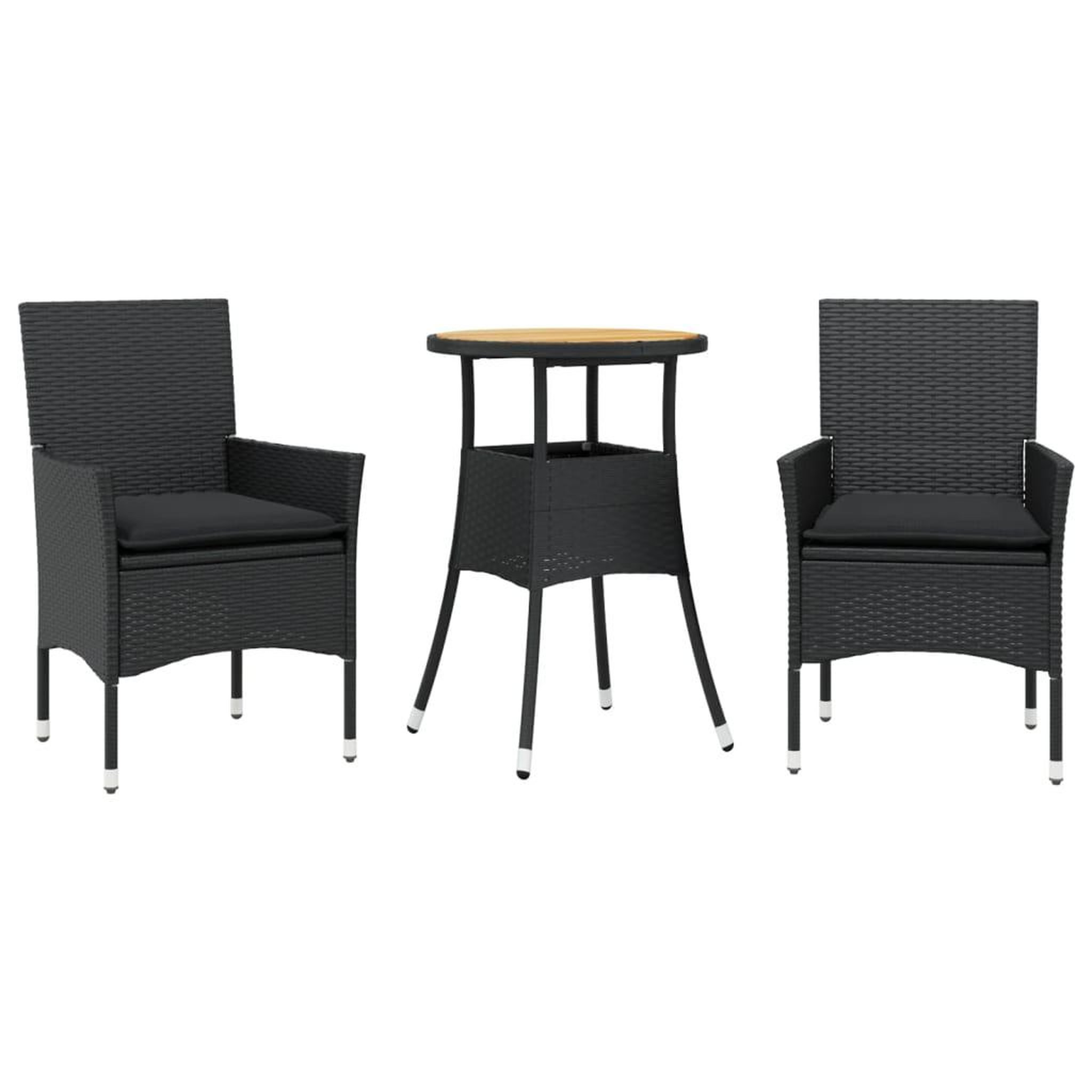 Voir la diapositive 2 : VIDAXL Ensemble a manger de jardin et coussins 3 pcs noir rotin acacia