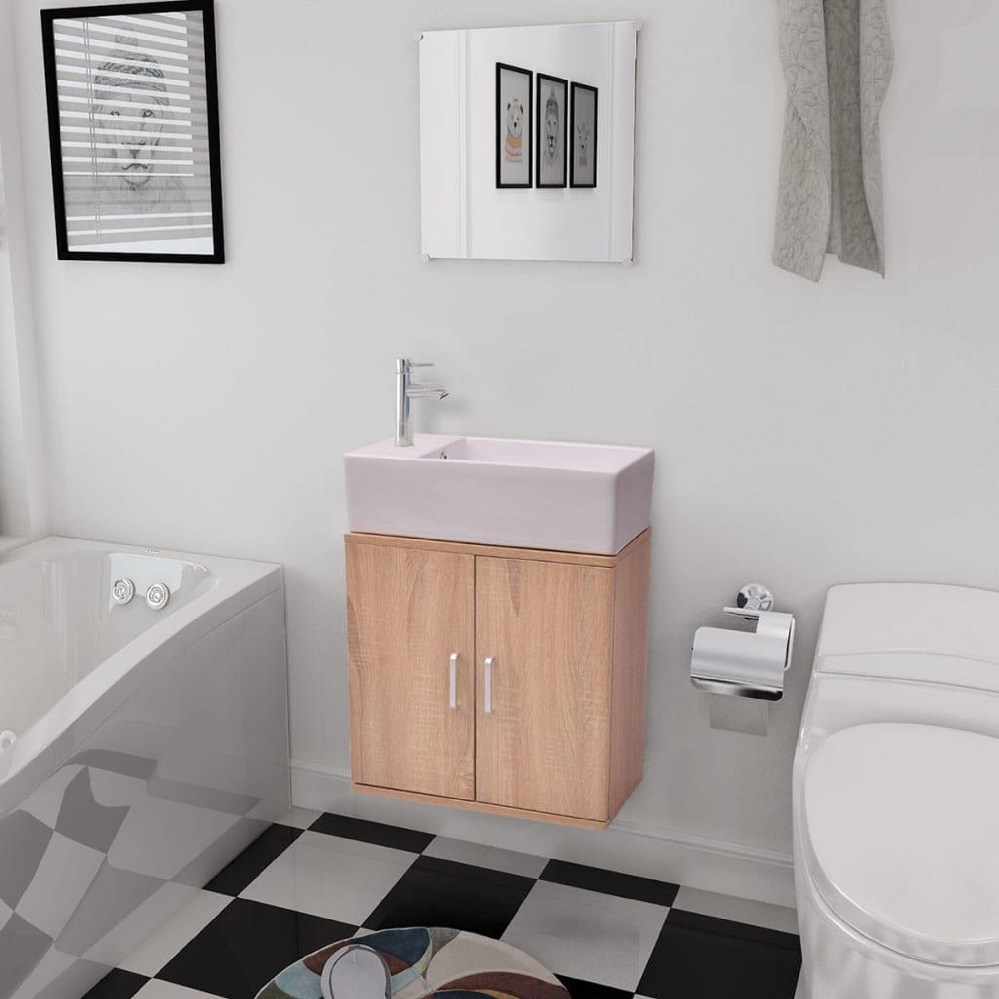 Voir la diapositive 1 : VIDAXL Meubles de salle de bains trois pieces Beige