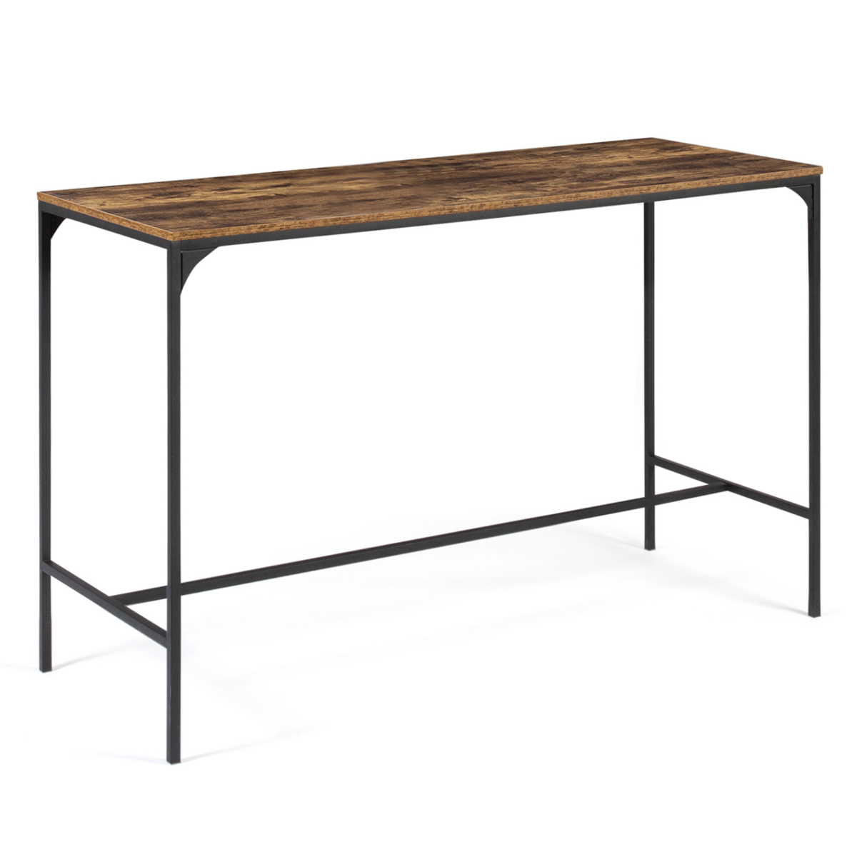 ID MARKET Ensemble table haute de bar DAYTON 150 cm et 6 tabourets effet vieilli design industriel