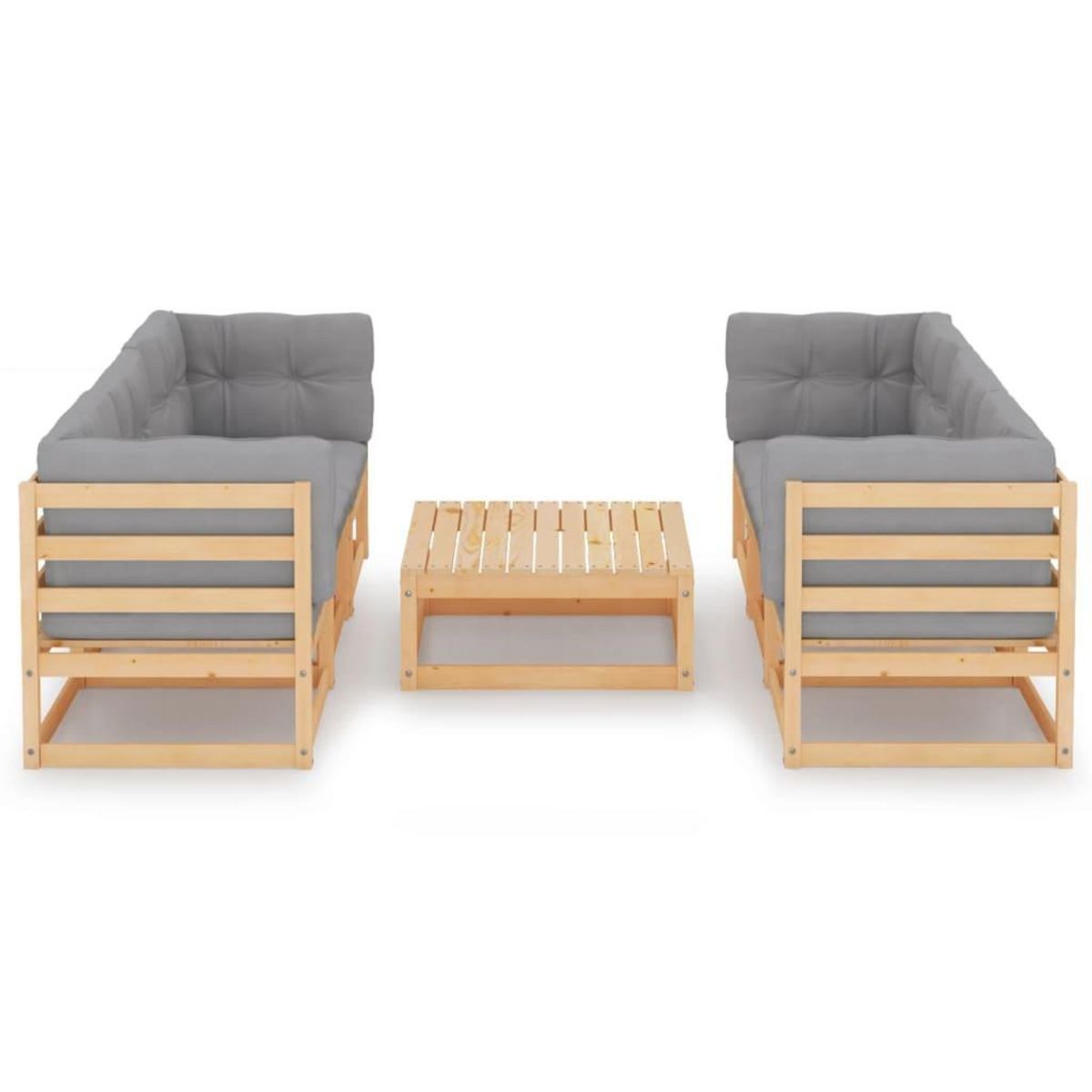 VIDAXL Salon de jardin 7 pcs avec coussins Bois de pin massif