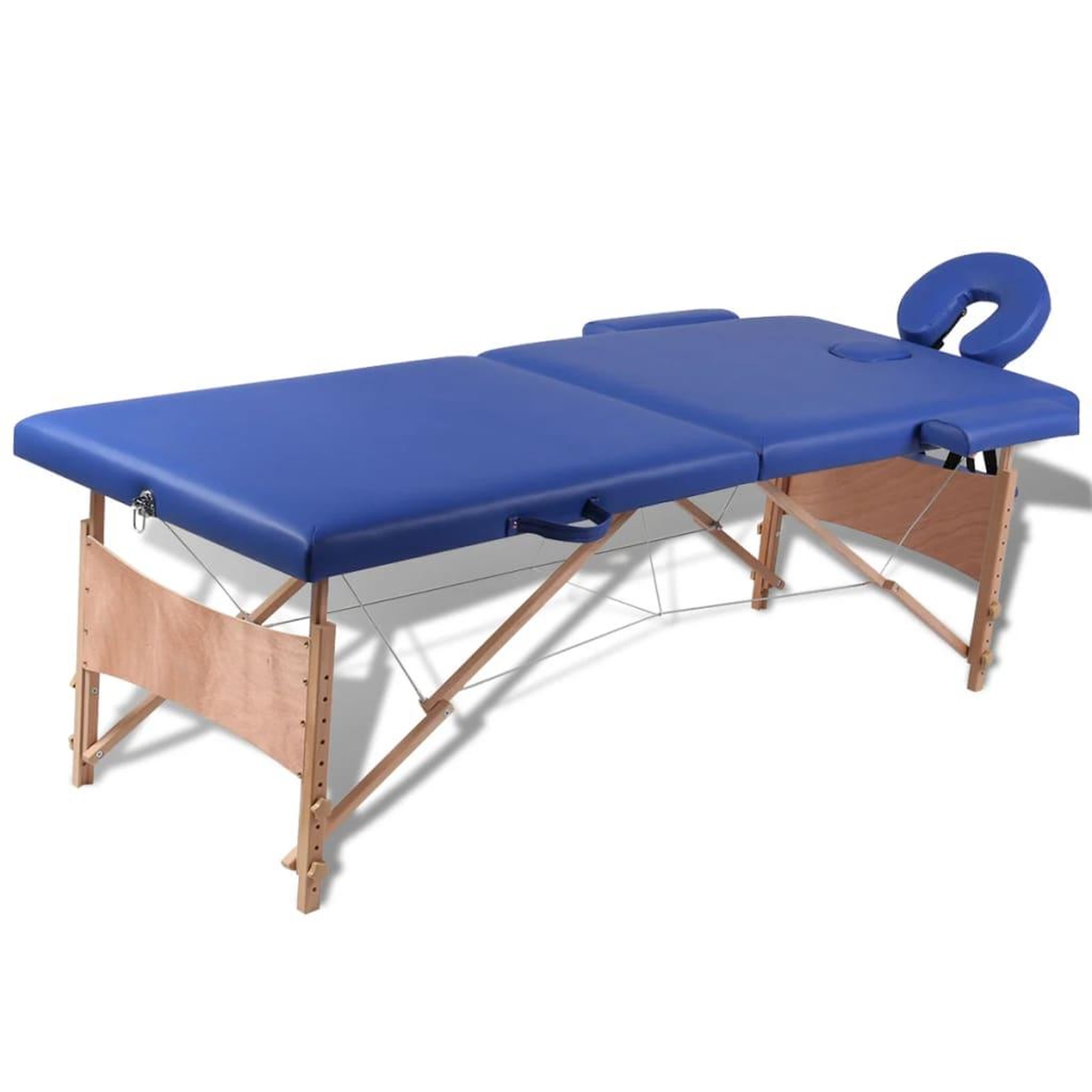 Voir la diapositive 1 : VIDAXL Table de massage pliable Bleu 2 zones avec cadre en bois
