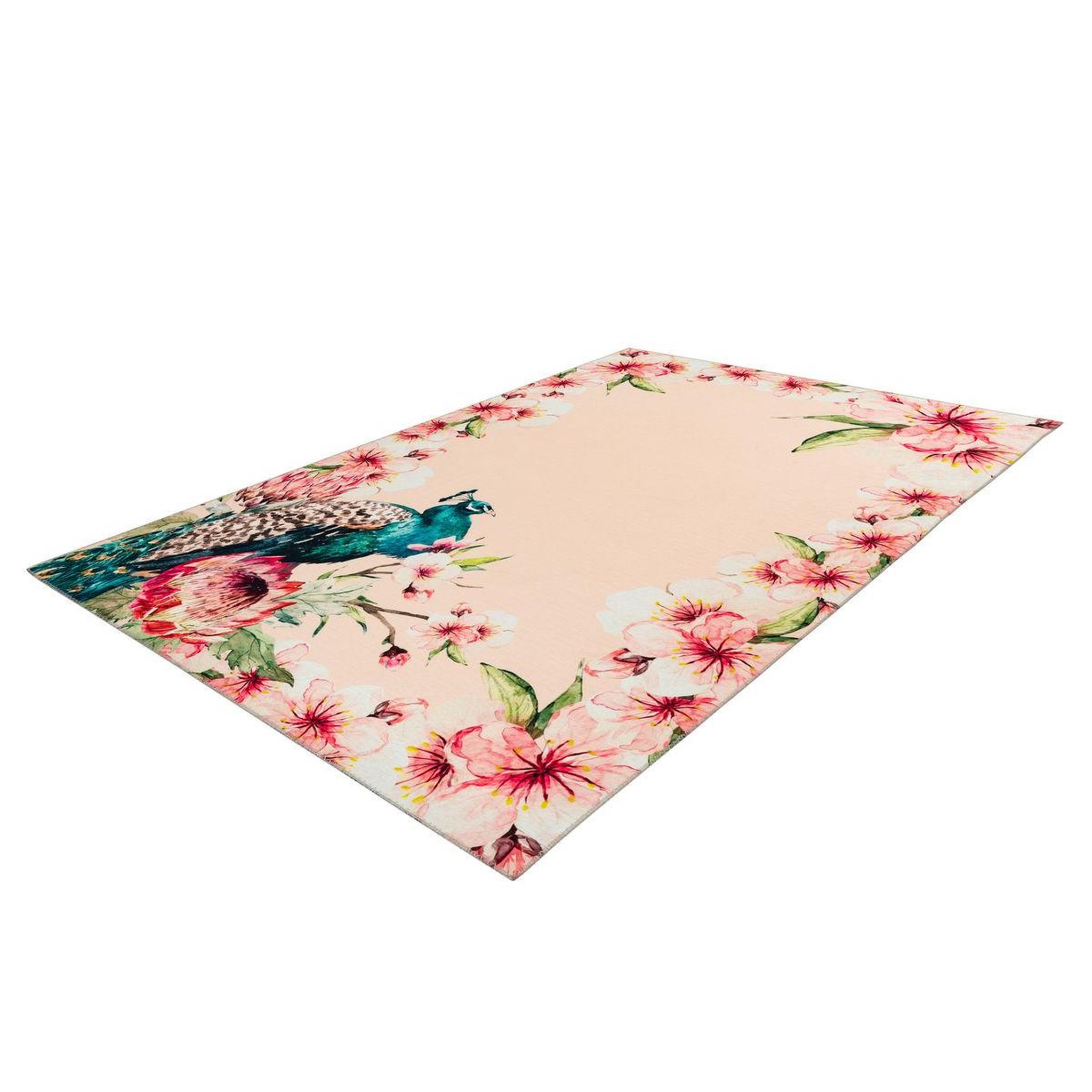Voir la diapositive 4 : Paris Prix Tapis Imprimé Fleuri à Poils Courts  Blossom  Crème