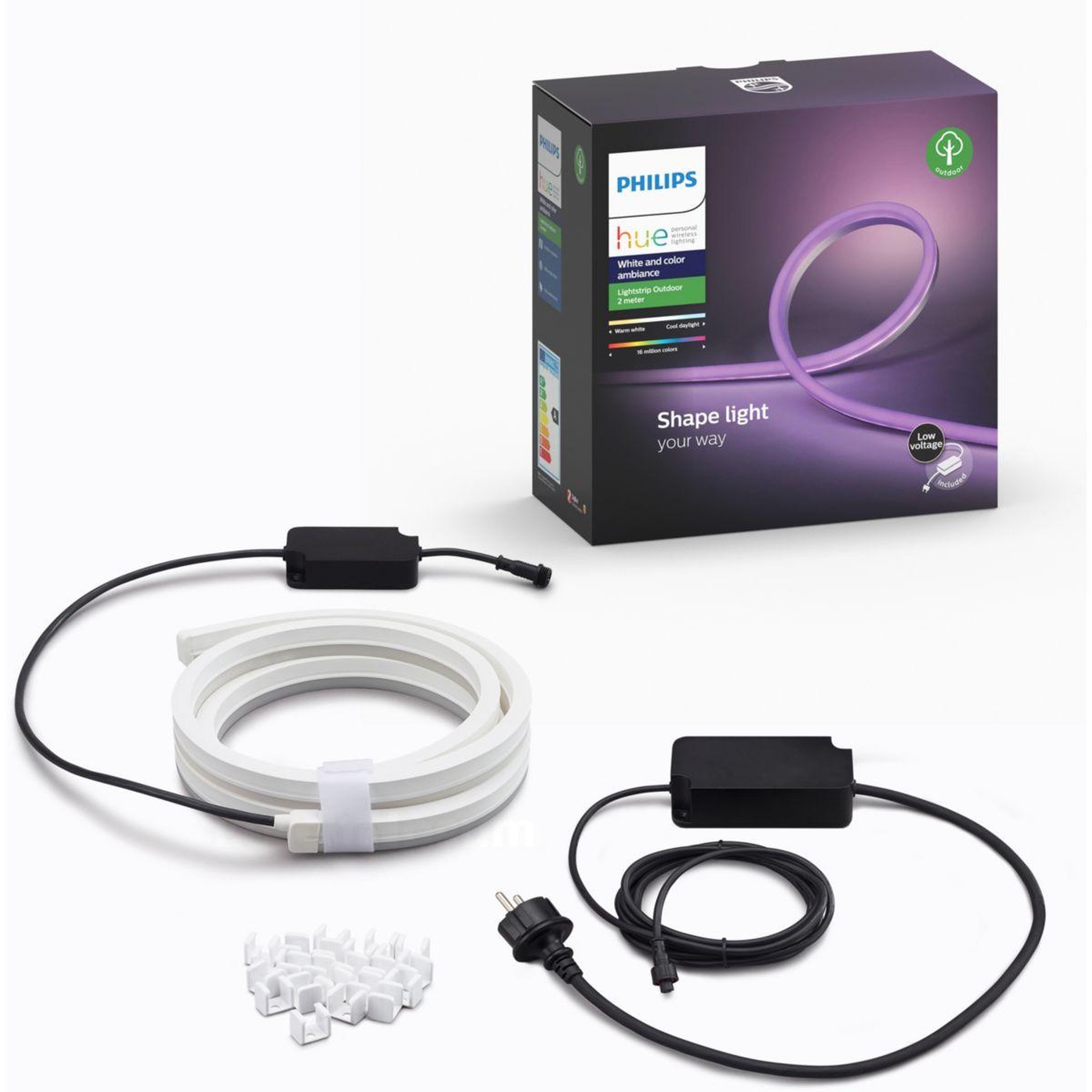 Voir la diapositive 2 : Philips Ruban LED HUE W&C Lightstrip 2m Ext