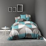 Les Ateliers du Linge Parure housse de couette 100%polyester knavy. Coloris disponibles : Vert