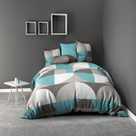 Les Ateliers du Linge Parure housse de couette 100%polyester knavy. Coloris disponibles : Vert