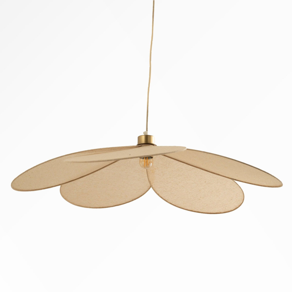 Rendez vous déco Suspension pétale en tissu beige et métal doré 75 cm-Flora