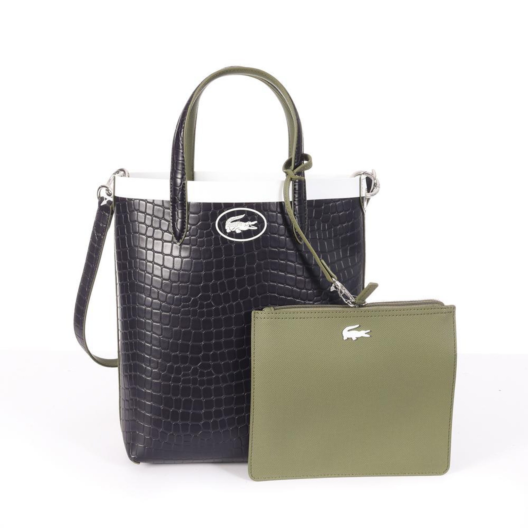 Voir la diapositive 1 : Lacoste Sac à Main Marine/Kaki Femme Lacoste Croc