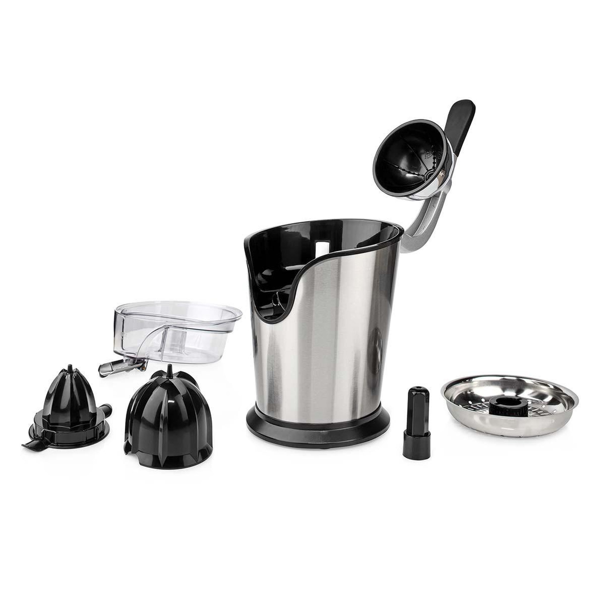 Voir la diapositive 6 : NEDIS Presse-agrumes 100W Inox Silencieux Levier Bec Anti goutte 2 cones Haute Qualité NEDIS