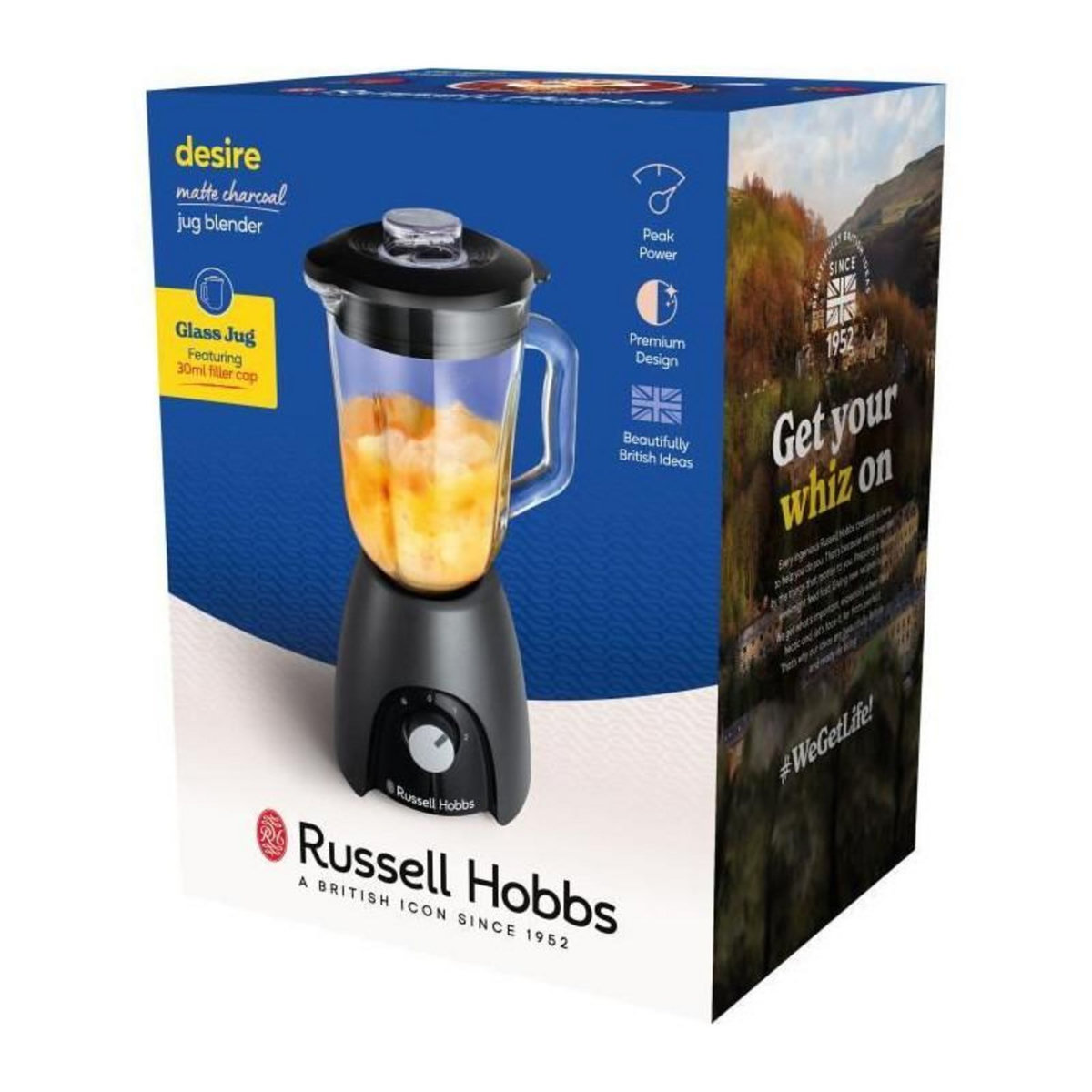 Russell Hobbs Blender - RUSSEL HOBBS - Desire Matte Charcoal - 650 W - 2 vitesses + Pulse - Noir