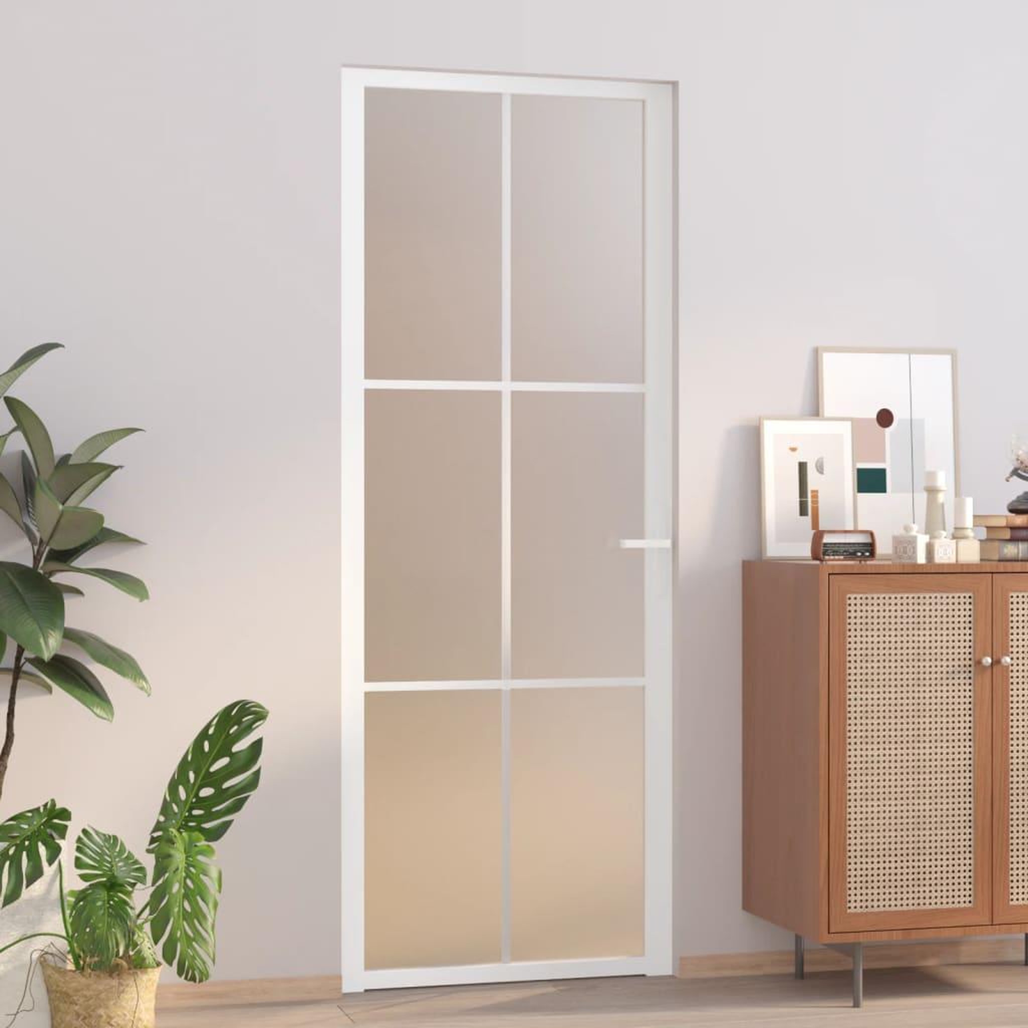 VIDAXL Porte interieure 76x201,5 cm Blanc Verre mat et aluminium
