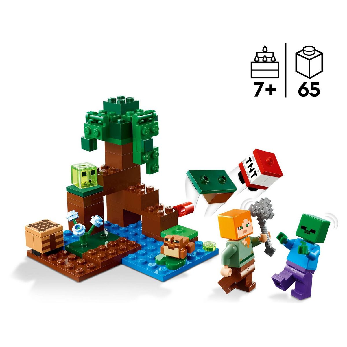LEGO Minecraft 21240 Aventures dans le Marais, Jouet de Construction, avec Figurines Alex et Zombie dans le Biome