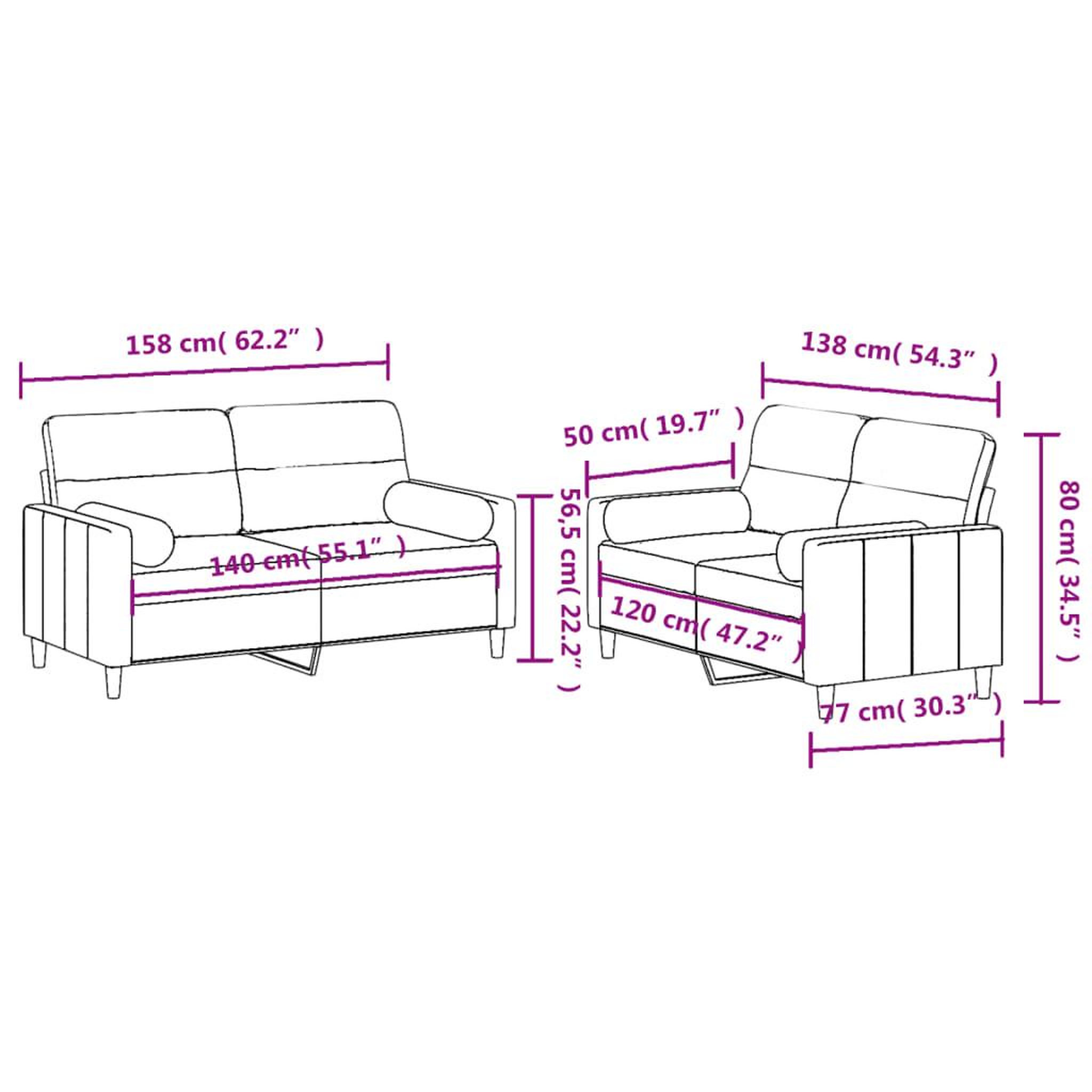 Voir la diapositive 6 : VIDAXL Ensemble de canapes 2 pcs avec coussins taupe tissu