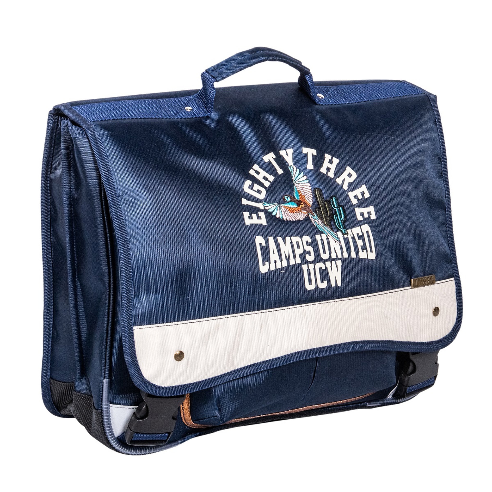 Voir la diapositive 2 :  Cartable 41cm 2 compartiments Camps United Eighty bleu marine