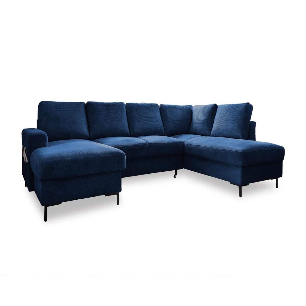 BEST MOBILIER Lilly - canapé panoramique d'angle droit - 7 places - convertible avec coffre - en velours côtelé