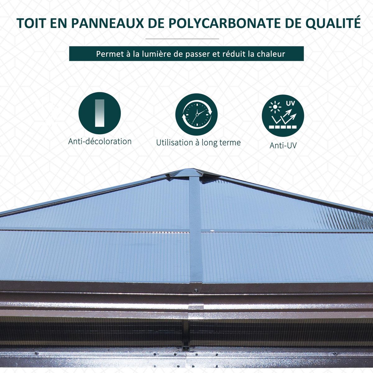 OUTSUNNY Tonnelle pavillon de jardin imperméable 4 parois latérales anti-UV 4 moustiquaires panneaux polycarbonate alu 3L x 3l x 2,6H m chocolat beige