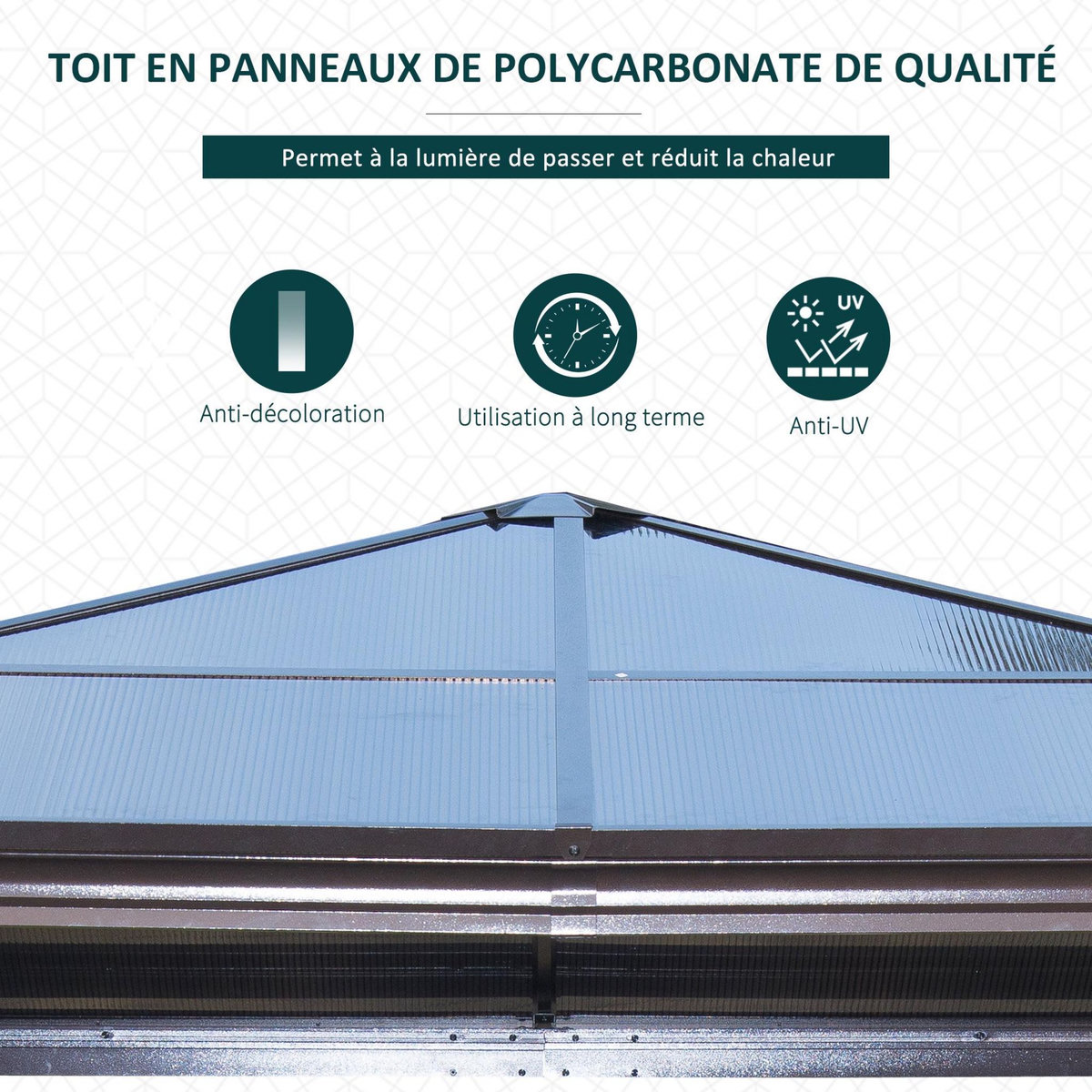 OUTSUNNY Tonnelle pavillon de jardin imperméable 4 parois latérales anti-UV 4 moustiquaires panneaux polycarbonate alu 3L x 3l x 2,6H m chocolat beige