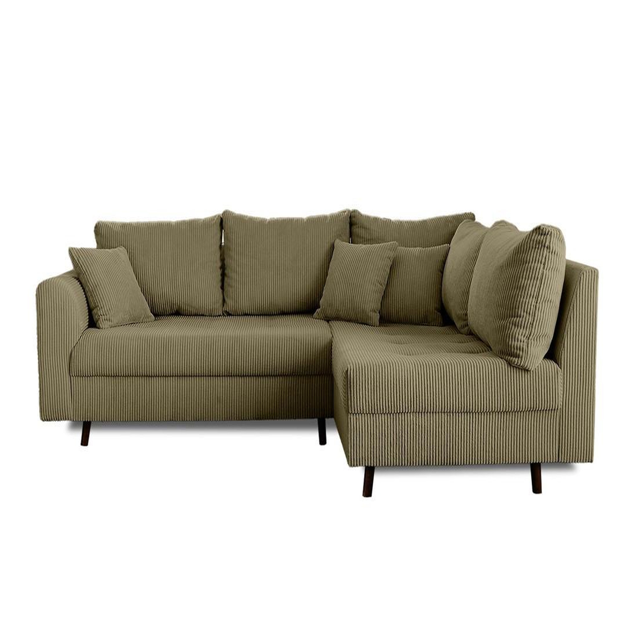 Voir la diapositive 1 : LISA DESIGN Rune - canapé d'angle droit - 4 places - avec pouf d'appoint - en velours côtelé