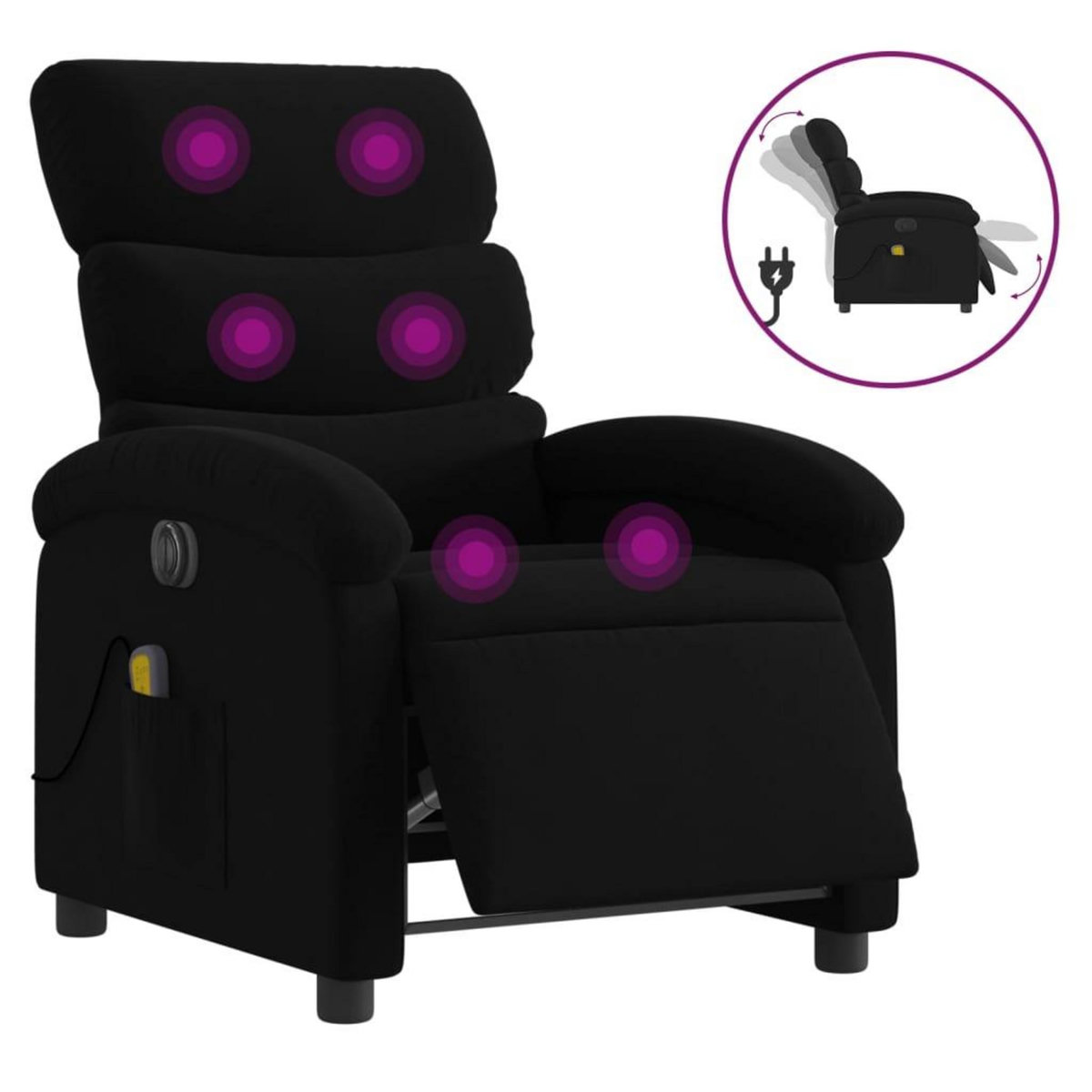 VIDAXL Fauteuil de massage inclinable electrique Noir Tissu