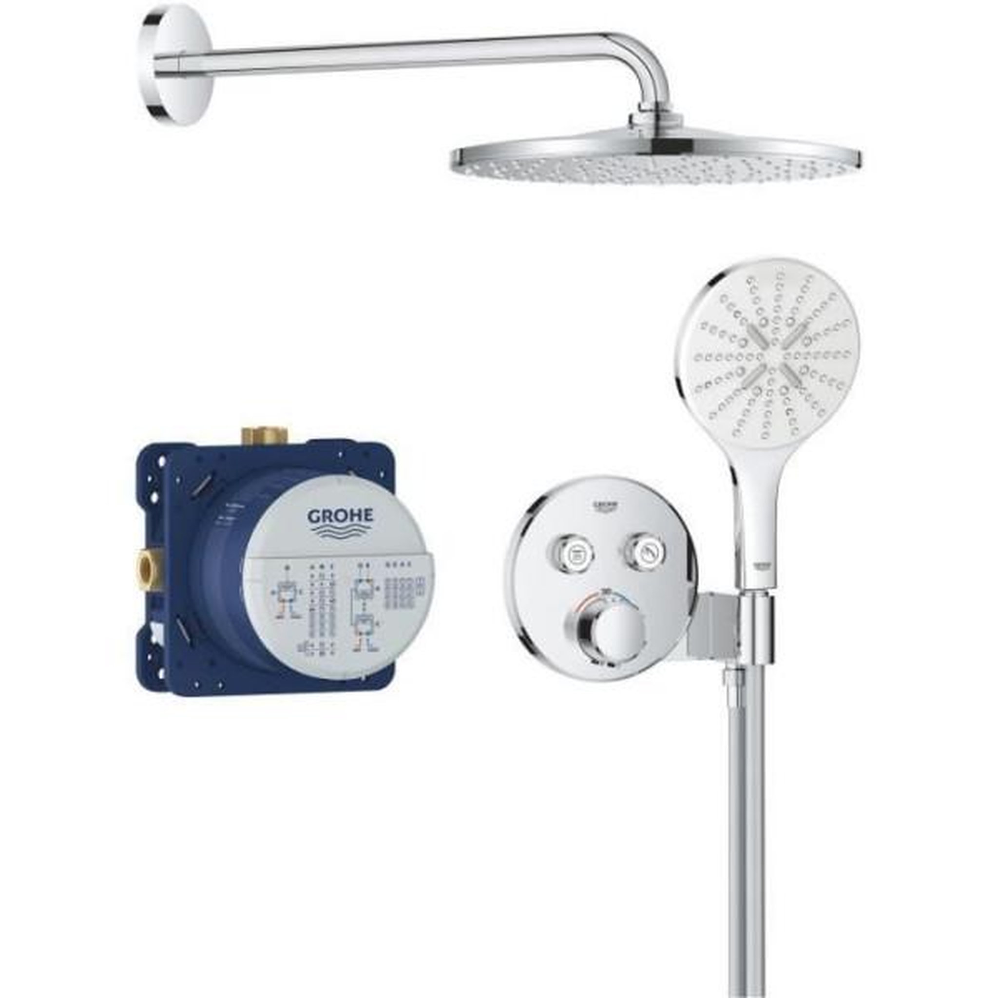 Grohe Ensemble de douche encastré - tous les types de jets - mitigeur thermostatique - grohe - 34877000 - gris