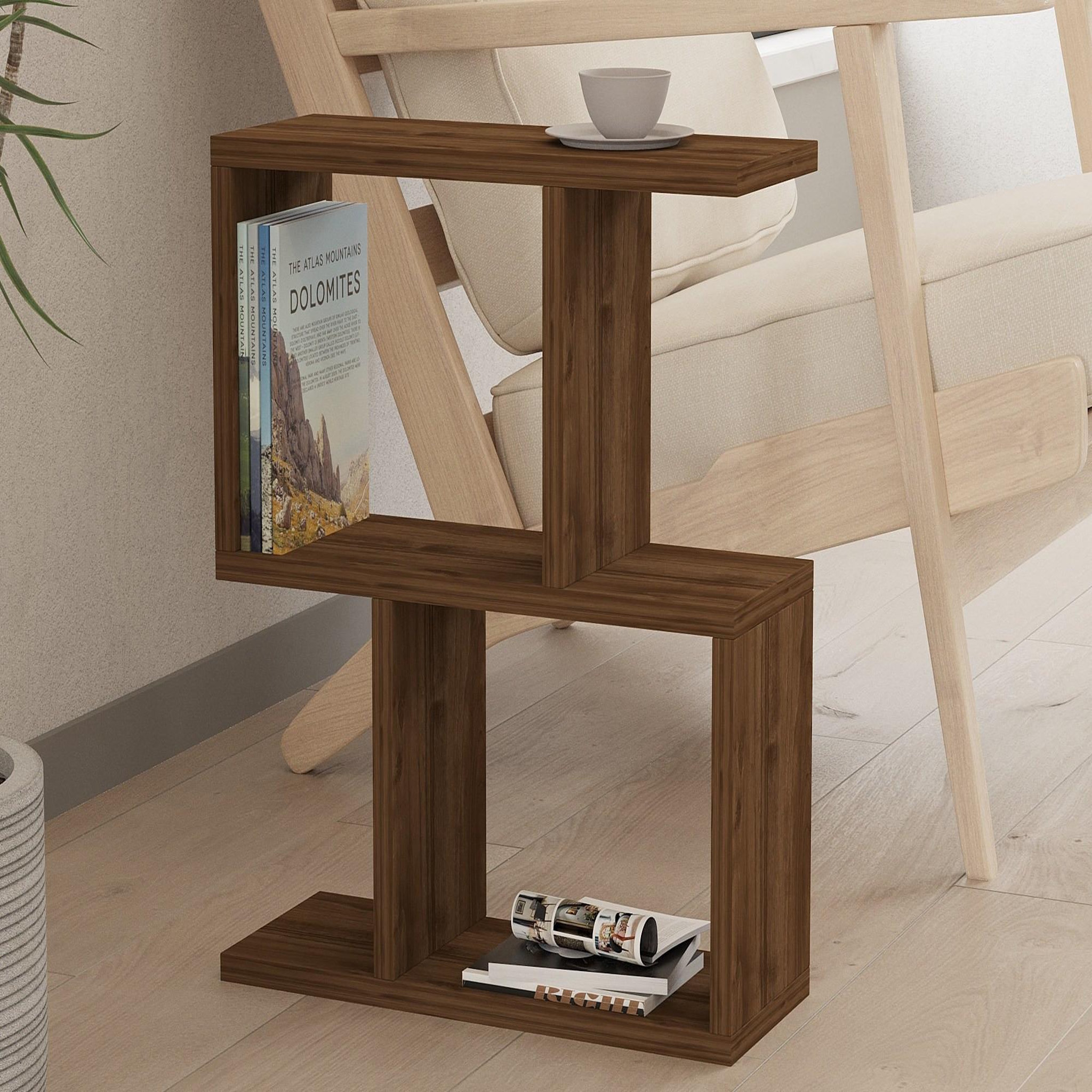 Voir la diapositive 3 : Habitat et Jardin Table d'appoint en bois  zet  - 45 x 17 x 51 cm - noyer