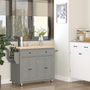 Voir la diapositive 2 : HOMCOM Desserte de cuisine multi rangements 2 tiroirs 2 placard 2 portes avec étagère range-bouteille porte-torchons MDF hévéa
