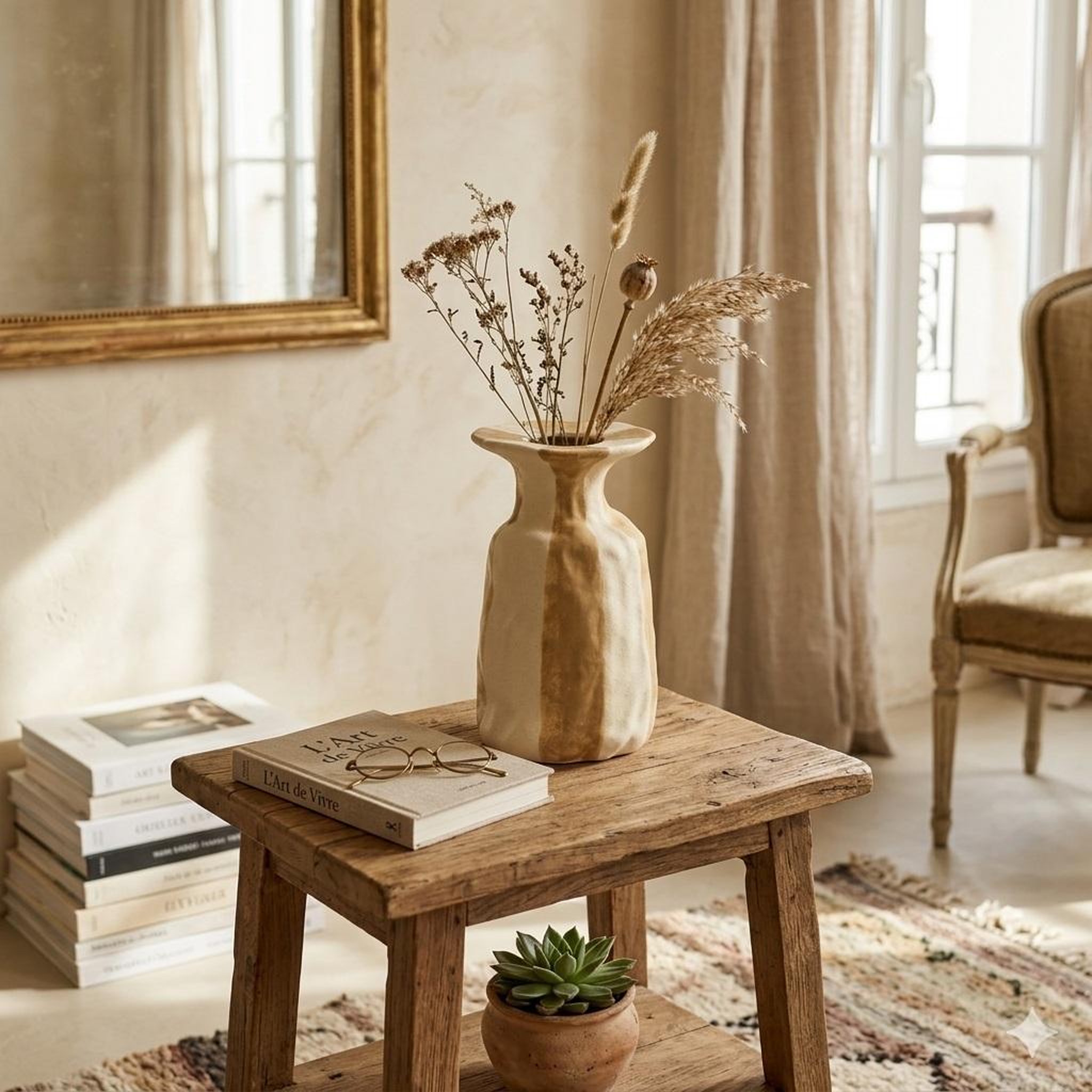 Voir la diapositive 2 : Eden Vase en céramique rayé design et moderne