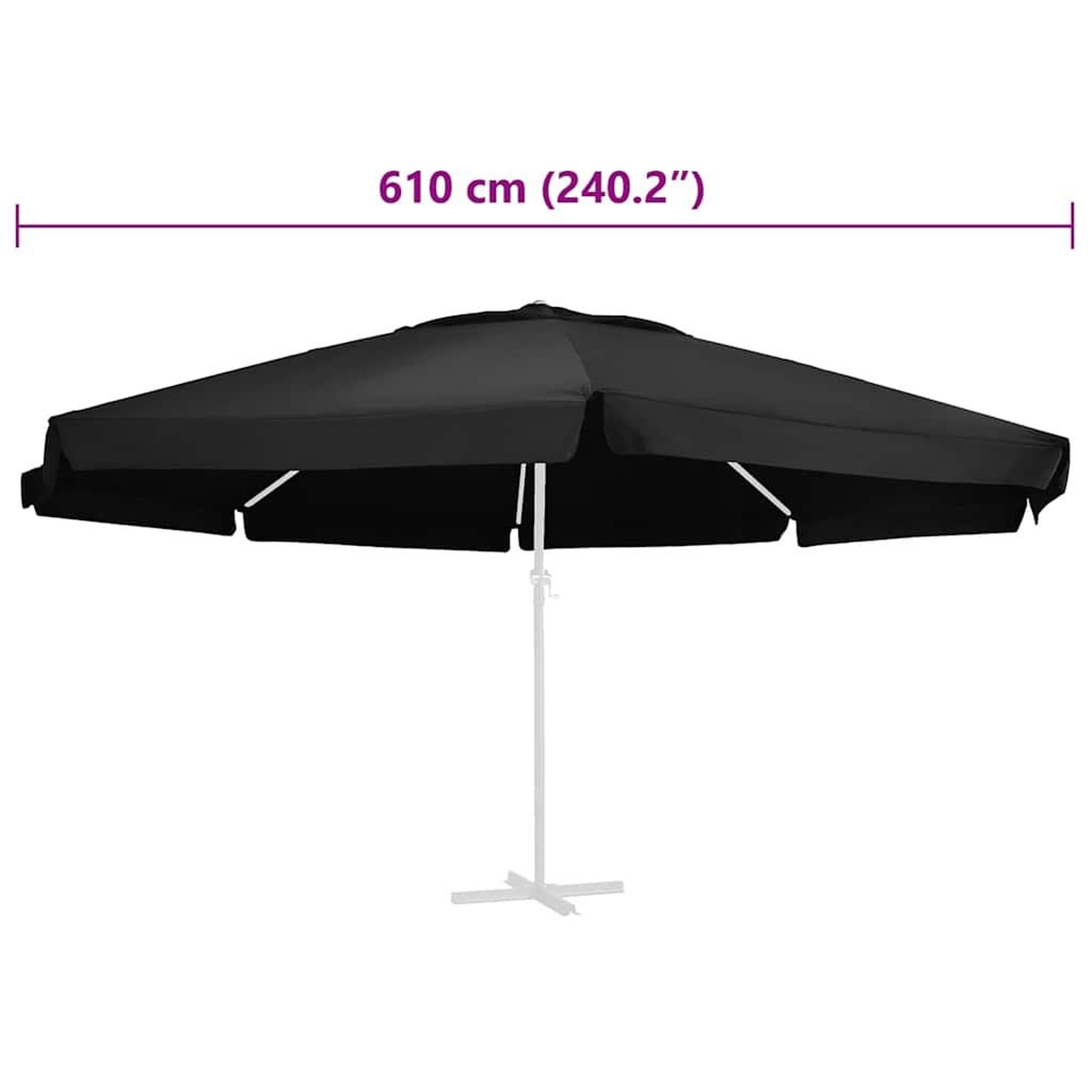 Voir la diapositive 6 : VIDAXL Tissu de remplacement pour parasol d'exterieur Noir 610 cm