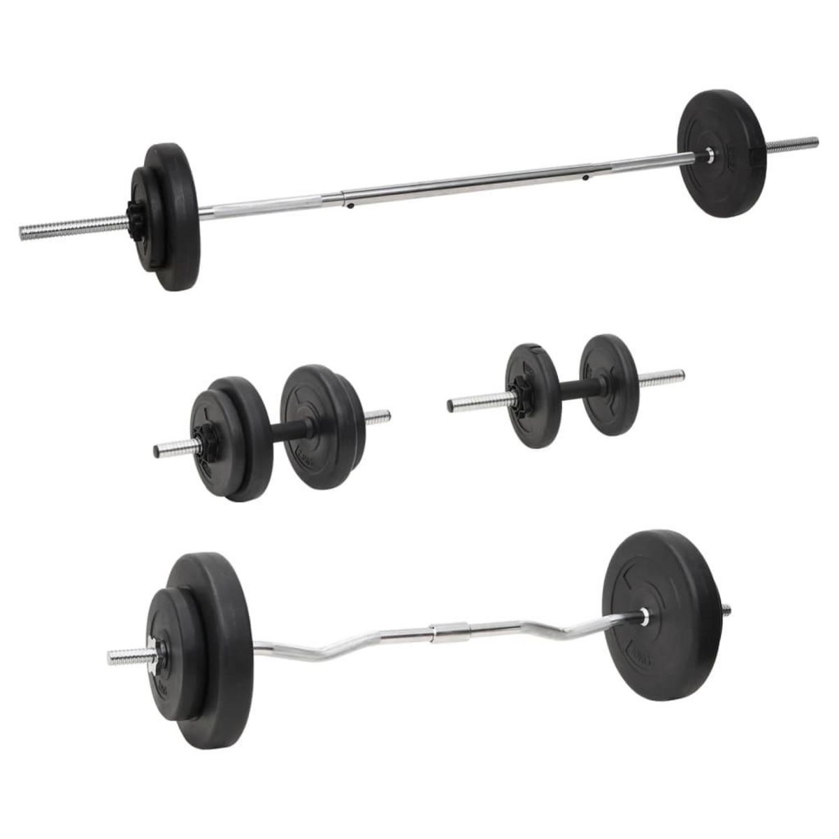 VIDAXL Ensemble d'halteres et de barres avec plaques 60 kg